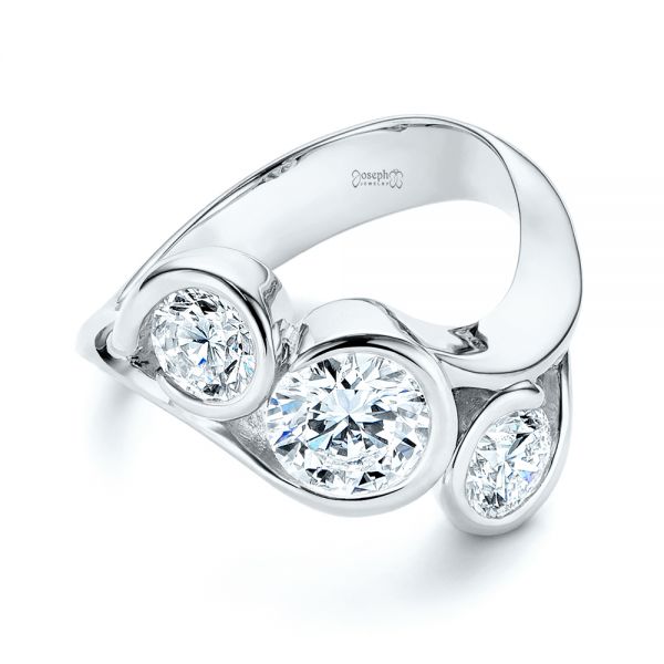 Platinum Platinum Three Stone Wrapped Diamond Ring - Flat View -  106166 - Thumbnail
