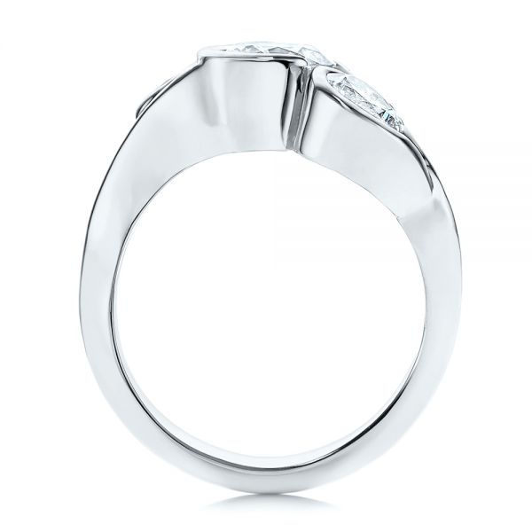  Platinum Platinum Three Stone Wrapped Diamond Ring - Front View -  106166 - Thumbnail