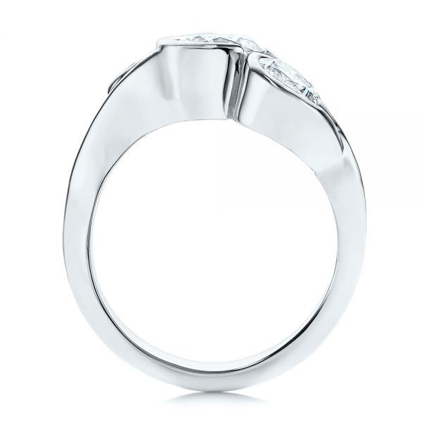 14k White Gold 14k White Gold Three Stone Wrapped Diamond Ring - Front View -  106166 - Thumbnail