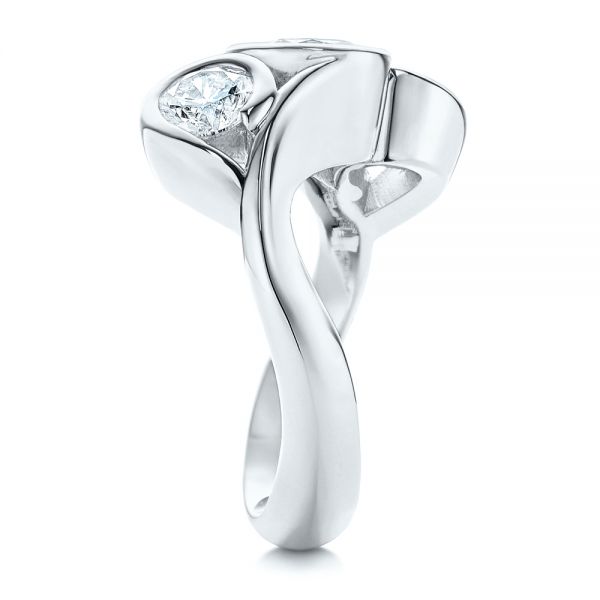  Platinum Platinum Three Stone Wrapped Diamond Ring - Side View -  106166 - Thumbnail
