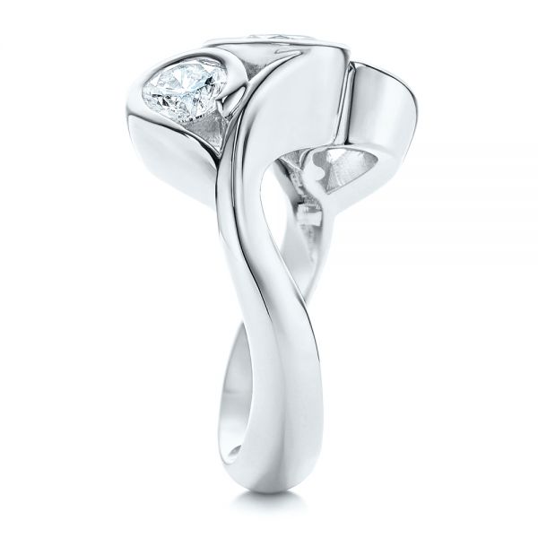 14k White Gold 14k White Gold Three Stone Wrapped Diamond Ring - Side View -  106166 - Thumbnail