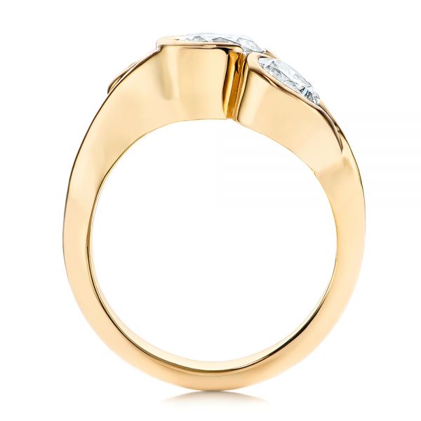 14k Yellow Gold Three Stone Wrapped Diamond Ring - Front View - 106166