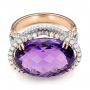 Two-tone Amethyst And Diamond Halo Fashion Ring - Vanna K - Flat View -  101855 - Thumbnail