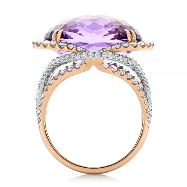 Two-tone Amethyst And Diamond Halo Fashion Ring - Vanna K - Front View - 101855