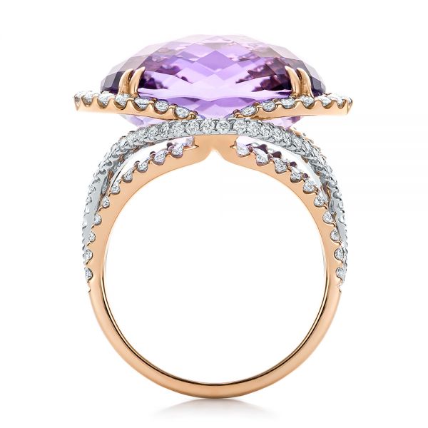 Two-tone Amethyst And Diamond Halo Fashion Ring - Vanna K - Front View -  101855