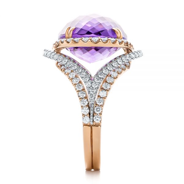 Two-tone Amethyst And Diamond Halo Fashion Ring - Vanna K - Side View - 101855