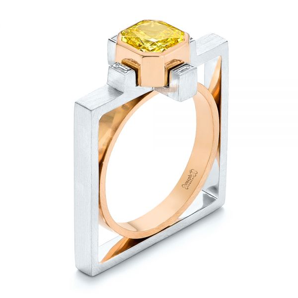 Two-Tone Yellow and White Diamond Fashion Ring - Image