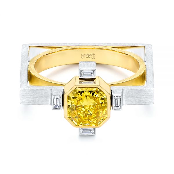 Platinum And 18k Yellow Gold Two-tone Yellow And White Diamond Fashion Ring - Flat View - 106102