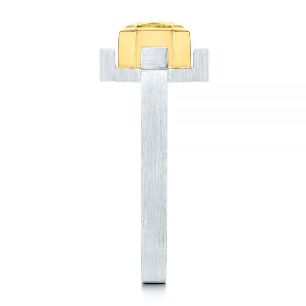 Platinum And 18k Yellow Gold Two-tone Yellow And White Diamond Fashion Ring - Side View - 106102