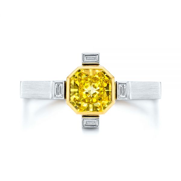  Platinum And 18k Yellow Gold Two-tone Yellow And White Diamond Fashion Ring - Top View -  106102