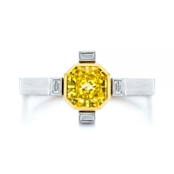 Platinum And 18k Yellow Gold Two-tone Yellow And White Diamond Fashion Ring - Top View - 106102