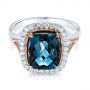 14k Rose Gold Two-tone London Blue Topaz And Diamond Ring - Flat View -  105008 - Thumbnail