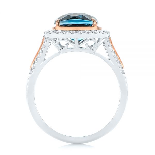 18k Rose Gold 18k Rose Gold Two-tone London Blue Topaz And Diamond Ring - Front View -  105008