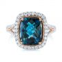 14k Rose Gold Two-tone London Blue Topaz And Diamond Ring - Top View -  105008 - Thumbnail