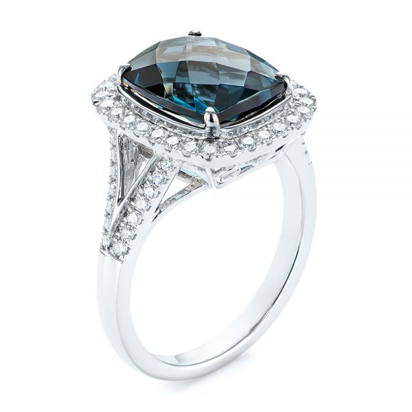 18k White Gold 18k White Gold Two-tone London Blue Topaz And Diamond Ring - Three-Quarter View -  105008