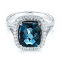 18k White Gold 18k White Gold Two-tone London Blue Topaz And Diamond Ring - Flat View -  105008 - Thumbnail