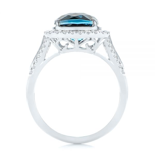 14k White Gold 14k White Gold Two-tone London Blue Topaz And Diamond Ring - Front View - 105008