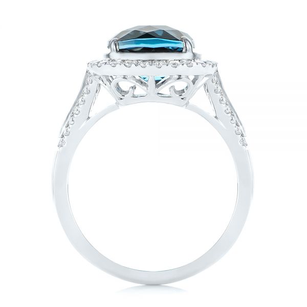 14k White Gold 14k White Gold Two-tone London Blue Topaz And Diamond Ring - Front View -  105008