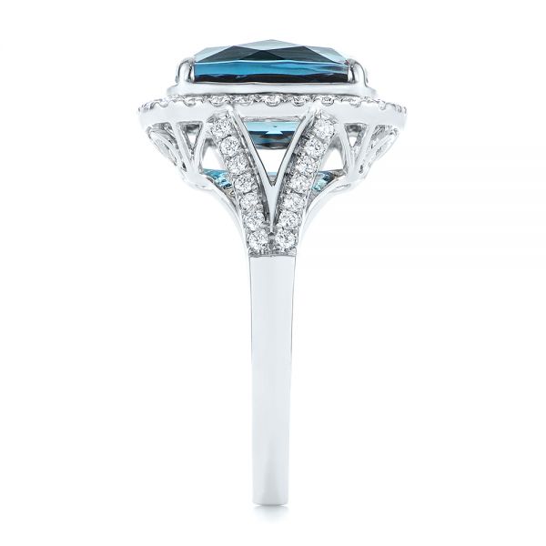 14k White Gold 14k White Gold Two-tone London Blue Topaz And Diamond Ring - Side View -  105008