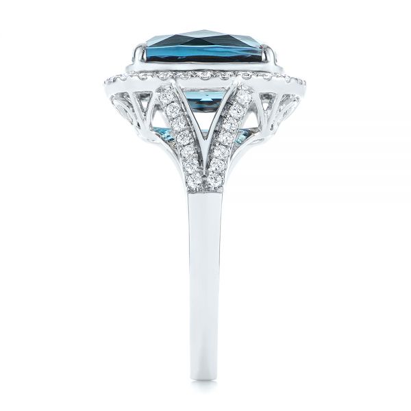  Platinum Platinum Two-tone London Blue Topaz And Diamond Ring - Side View -  105008