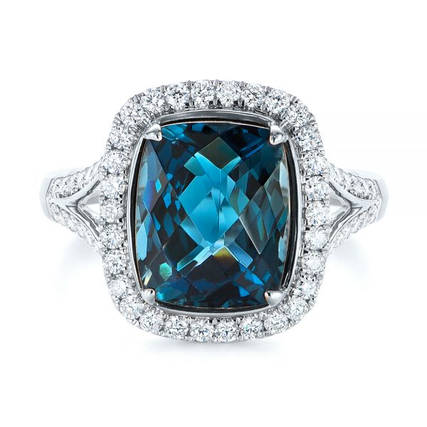 14k White Gold 14k White Gold Two-tone London Blue Topaz And Diamond Ring - Top View - 105008
