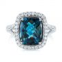 14k White Gold 14k White Gold Two-tone London Blue Topaz And Diamond Ring - Top View -  105008 - Thumbnail