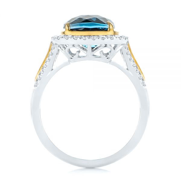 18k Yellow Gold 18k Yellow Gold Two-tone London Blue Topaz And Diamond Ring - Front View -  105008