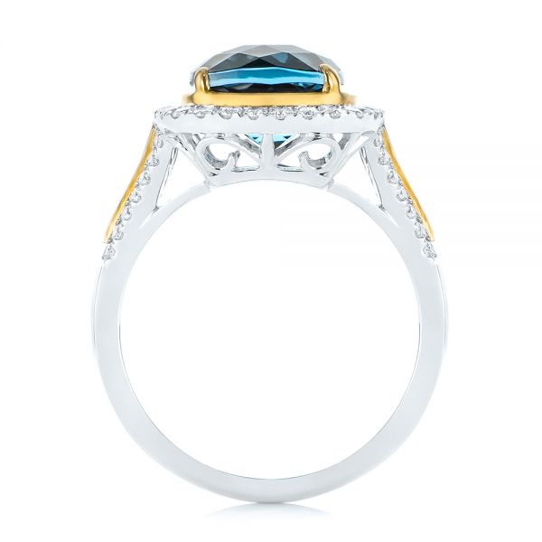 14k Yellow Gold 14k Yellow Gold Two-tone London Blue Topaz And Diamond Ring - Front View - 105008
