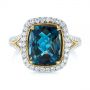 18k Yellow Gold 18k Yellow Gold Two-tone London Blue Topaz And Diamond Ring - Top View -  105008 - Thumbnail