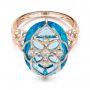 14k Rose Gold 14k Rose Gold Vintage Filigree Blue Topaz Fashion Ring - Vanna K - Flat View -  101858 - Thumbnail