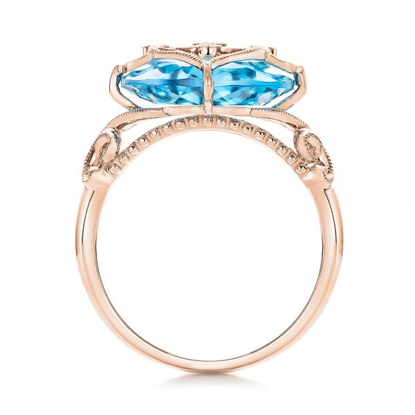 14k Rose Gold 14k Rose Gold Vintage Filigree Blue Topaz Fashion Ring - Vanna K - Front View - 101858
