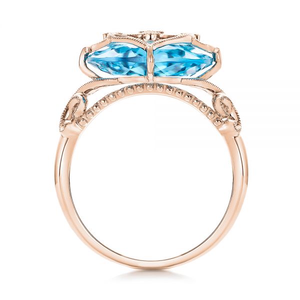 14k Rose Gold 14k Rose Gold Vintage Filigree Blue Topaz Fashion Ring - Vanna K - Front View -  101858