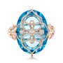 18k Rose Gold 18k Rose Gold Vintage Filigree Blue Topaz Fashion Ring - Vanna K - Top View -  101858 - Thumbnail