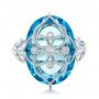  Platinum Platinum Vintage Filigree Blue Topaz Fashion Ring - Vanna K - Top View -  101858 - Thumbnail