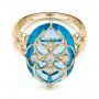 18k Yellow Gold 18k Yellow Gold Vintage Filigree Blue Topaz Fashion Ring - Vanna K - Flat View -  101858 - Thumbnail