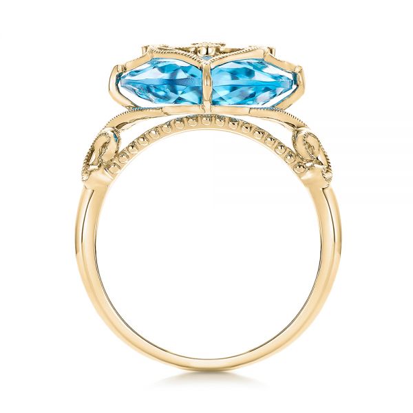 18k Yellow Gold 18k Yellow Gold Vintage Filigree Blue Topaz Fashion Ring - Vanna K - Front View - 101858