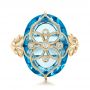 18k Yellow Gold 18k Yellow Gold Vintage Filigree Blue Topaz Fashion Ring - Vanna K - Top View -  101858 - Thumbnail