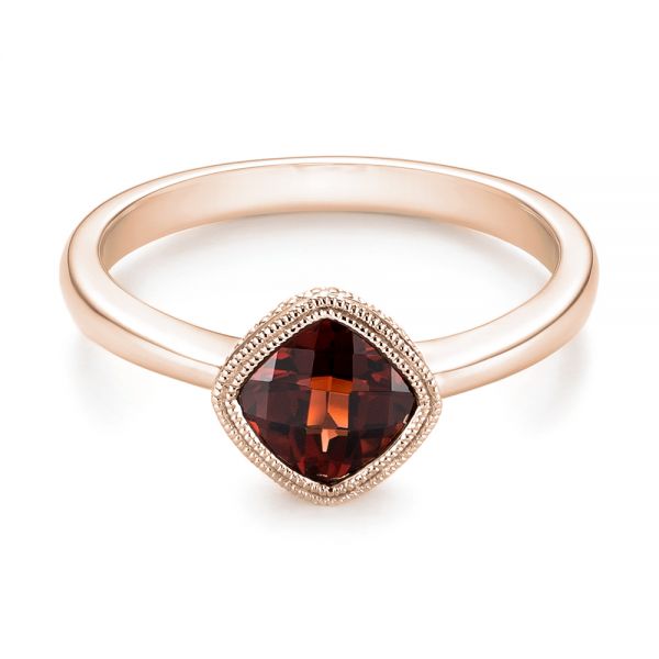 14k Rose Gold 14k Rose Gold Vintage-inspired Garnet Fashion Ring - Flat View - 104595