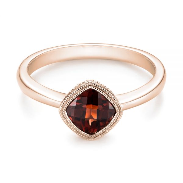 18k Rose Gold 18k Rose Gold Vintage-inspired Garnet Fashion Ring - Flat View -  104595