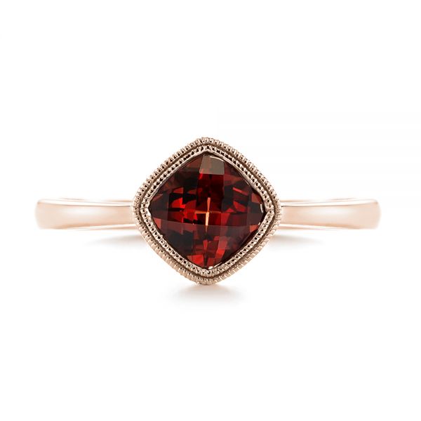 14k Rose Gold 14k Rose Gold Vintage-inspired Garnet Fashion Ring - Top View - 104595