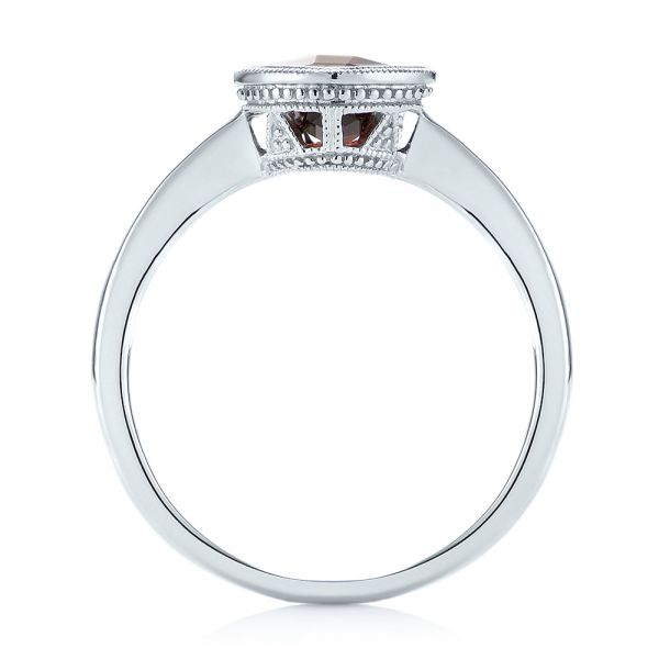 14k White Gold Vintage-inspired Garnet Fashion Ring - Front View - 104595