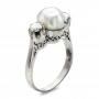 White Pearl And Diamond Ring - Three-Quarter View -  100765 - Thumbnail