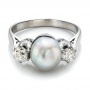 White Pearl And Diamond Ring - Flat View -  100765 - Thumbnail