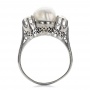 White Pearl And Diamond Ring - Front View -  100765 - Thumbnail