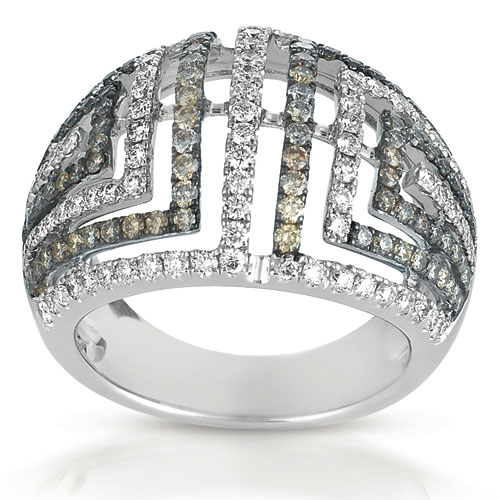 White And Brown Diamond Micro-pave Ring - Vanna K - Three-Quarter View -  1093 - Thumbnail