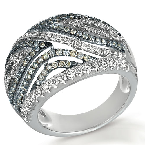  Platinum Platinum White And Brown Diamond Pave Ring - Vanna K - Three-Quarter View -  1094 - Thumbnail