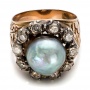 Pearl And Diamond Two-tone Ring - Flat View -  100763 - Thumbnail