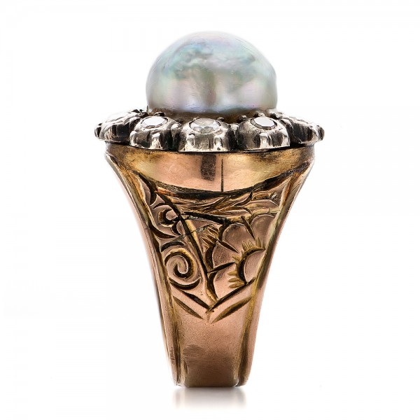 Pearl And Diamond Two-tone Ring - Side View -  100763