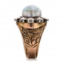 Pearl And Diamond Two-tone Ring - Side View -  100763 - Thumbnail