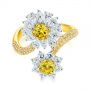 Yellow And White Diamond Floral Fashion Ring - Flat View -  105668 - Thumbnail
